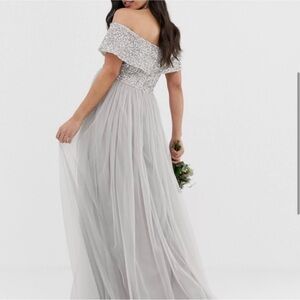 MAYA MATERNITY by ASOS Bardot Sequin
Tulle Maxi Dress